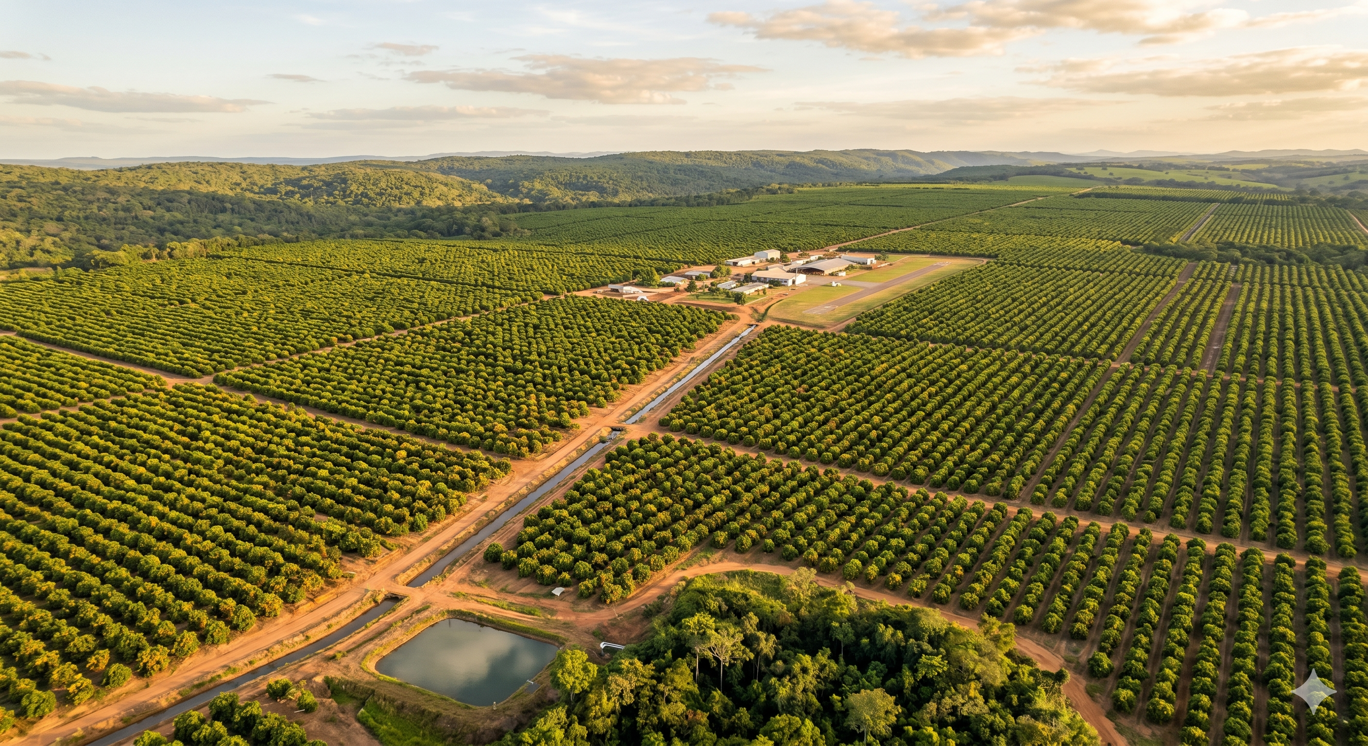 Vista aérea de laranjal na Bahia